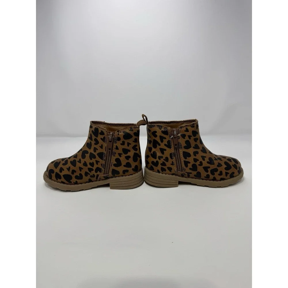 Carter's Toddler Girls Brown/Black Heart Leopard‎ Print Boots Shoes Size 7